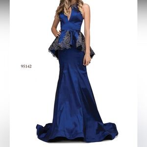 Royal Blue Peplum Prom Dress